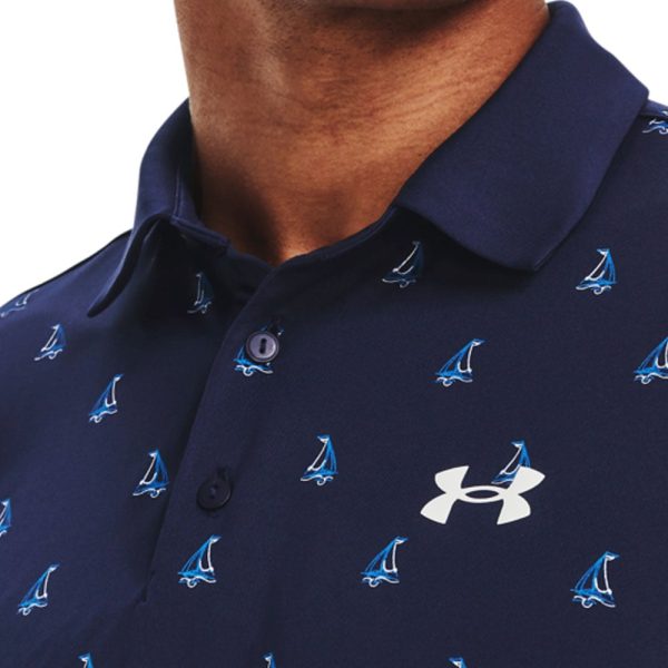 Under Armour Playoff 3.0 Boats Printed Polo Shirt - Midnight Navy White Hot on Sale