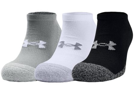 Under Armour HeatGear No Show Socks (3 Pack) - Grey Black White Discount