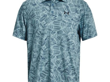 Under Armour Playoff 3.0 Palm Sketch Printed Polo Shirt - Still Water Static Blue Supply