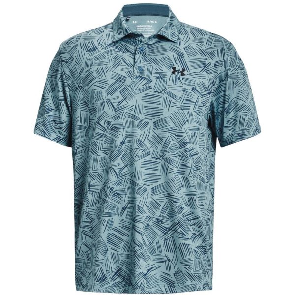 Under Armour Playoff 3.0 Palm Sketch Printed Polo Shirt - Still Water Static Blue Supply