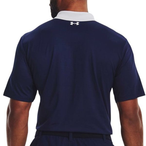 Under Armour Performance 3.0 Colour Block Polo Shirt - White Midnight Navy For Sale