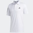 adidas 3-Stripe Golf Polo Shirt - White Black Cheap