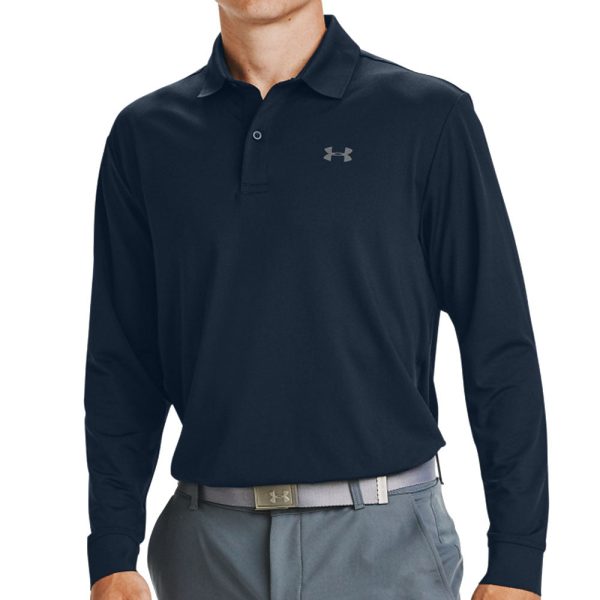 Under Armour Performance Textured Long Sleeve Polo Shirt - Black For Discount