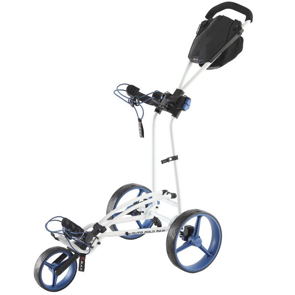 Big Max Autofold FF 3-Wheel Push Trolley - White Cobalt For Discount