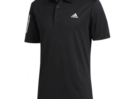 adidas 3-Stripe Golf Polo Shirt - Black White For Sale