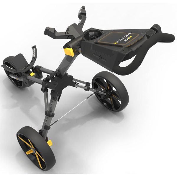 PowaKaddy Micra 3-Wheel Push Trolley - Gunmetal Yellow For Discount