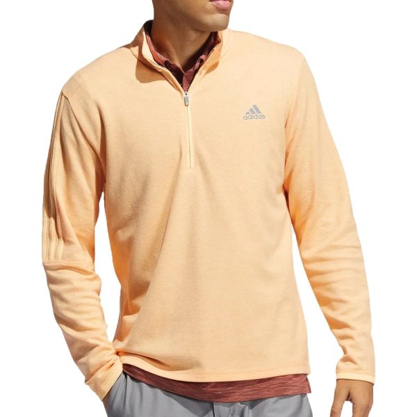 adidas 3-Stripe 1 4 Zip Sweater - Acid Orange Hot on Sale