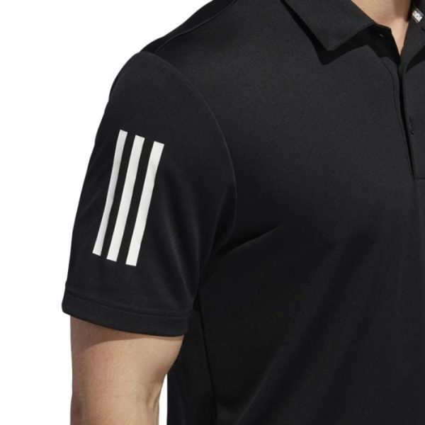 adidas 3-Stripe Golf Polo Shirt - Black White For Sale