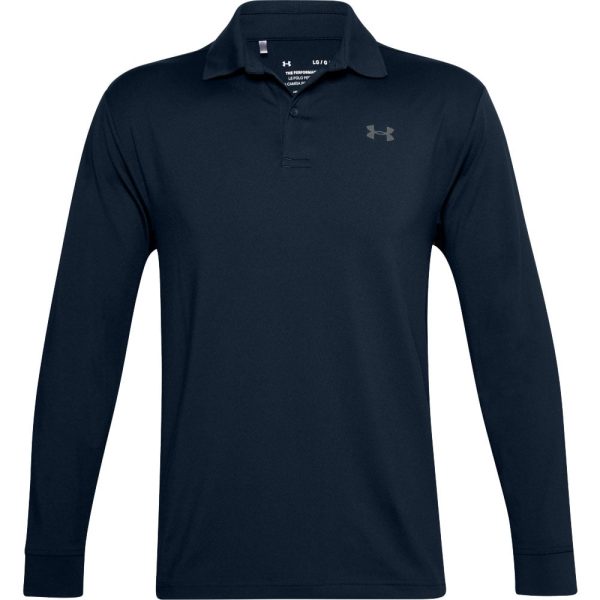 Under Armour Performance Textured Long Sleeve Polo Shirt - Black For Discount