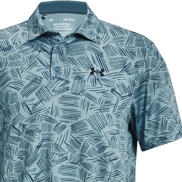 Under Armour Playoff 3.0 Palm Sketch Printed Polo Shirt - Still Water Static Blue Supply