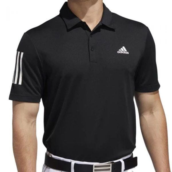 adidas 3-Stripe Golf Polo Shirt - Black White For Sale