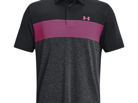 Under Armour Playoff 3.0 Low Round Stripe Polo Shirt - Black Jet Grey Rebel Pink Hot on Sale