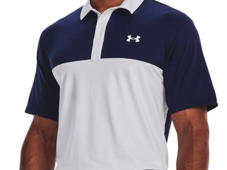 Under Armour Performance 3.0 Colour Block Polo Shirt - White Midnight Navy For Sale