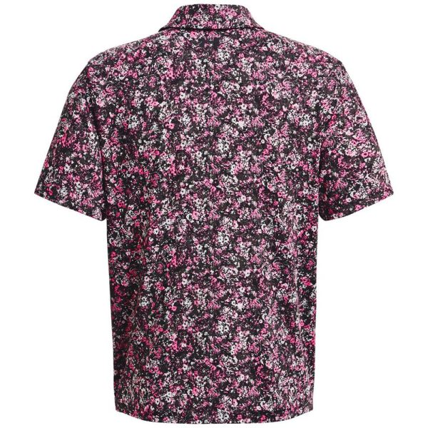 Under Armour Playoff 3.0 Floral Speckle Printed Polo Shirt - Black Rebel Pink Hot on Sale