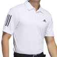 adidas 3-Stripe Golf Polo Shirt - White Black Cheap