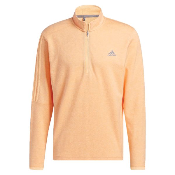 adidas 3-Stripe 1 4 Zip Sweater - Acid Orange Hot on Sale