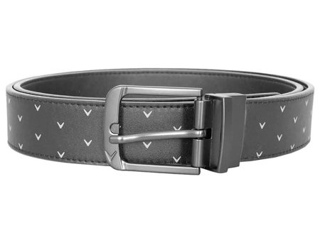 Callaway Chev Print Leather Belt - Grey For Sale