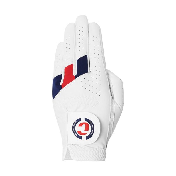 Duca Del Cosma Hybrid Pro Brompton Cabretta Leather Golf Glove - White Navy Red For Discount