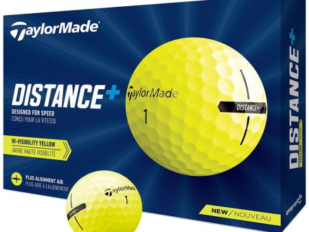 TaylorMade Distance+ Golf Balls - Yellow - 12 Pack Supply