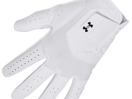 Under Armour Iso-Chill Leather Golf Glove - White Black For Discount