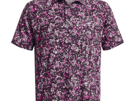 Under Armour Playoff 3.0 Floral Speckle Printed Polo Shirt - Black Rebel Pink Hot on Sale